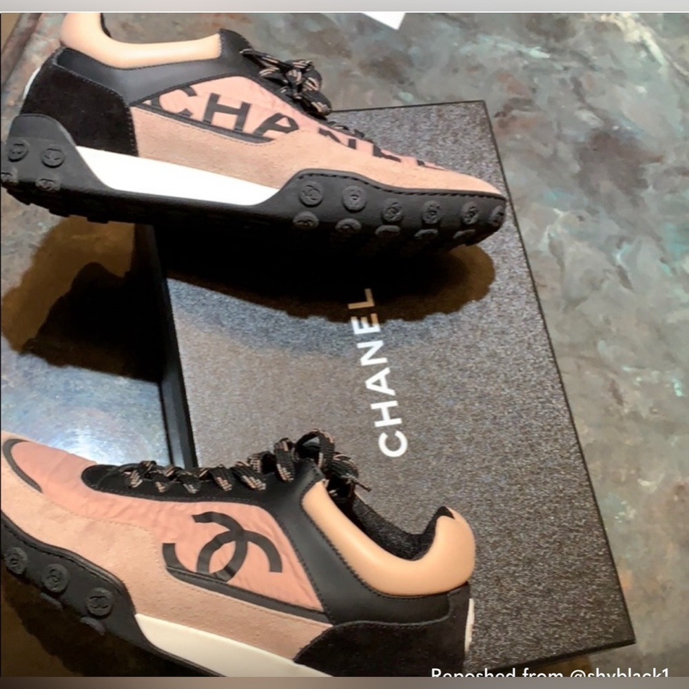 Pink Authentic Chanel Sneakers Size 39  extra laces